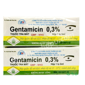 Gentamicin 0.3% nhỏ mắt Hà Nội (Cọc/10lọ/5ml) Date 07/2026