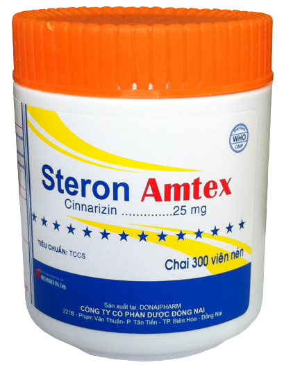Steron Amtex Cinnarizin 25mg Đồng Nai (Lọ/300v)  Date 11/2026