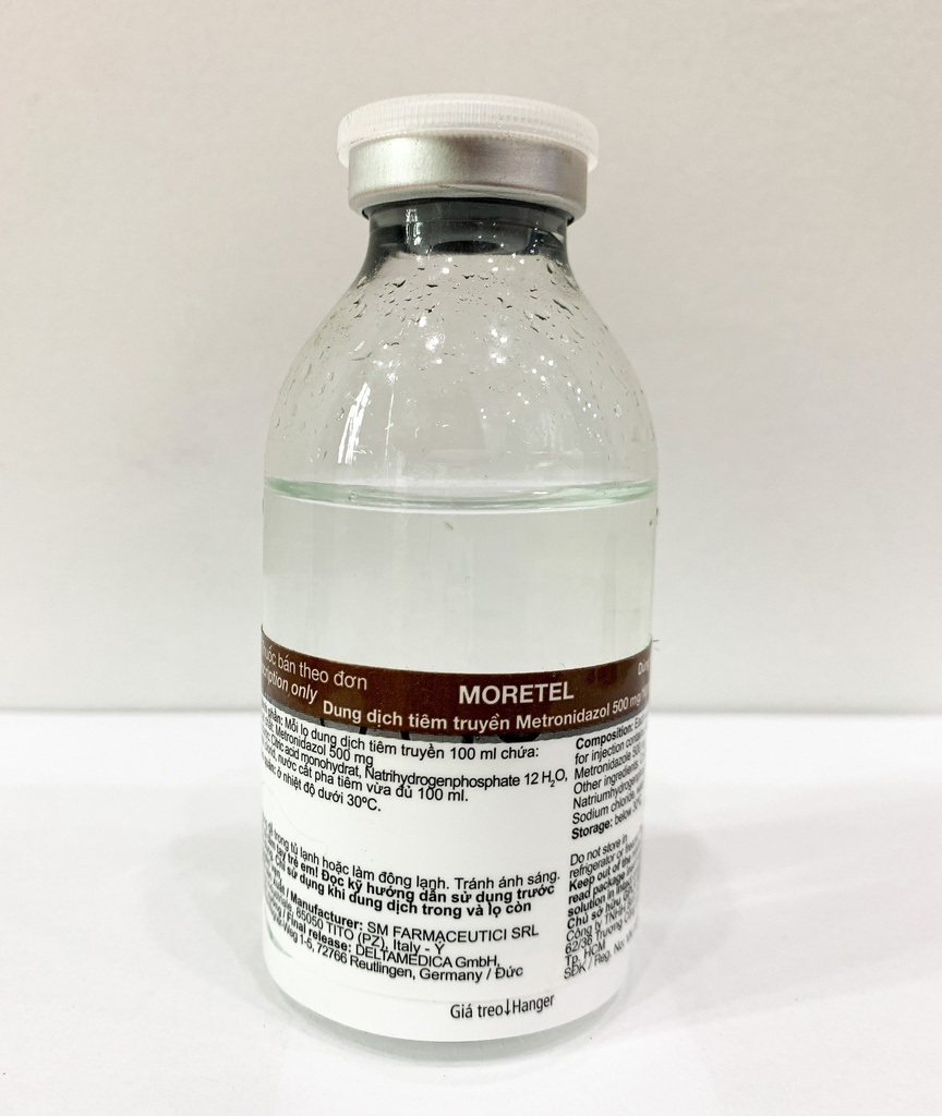 Moretel Metronidazol 500mg/100ml Dịch truyền Đức (Lọ/100ml) Date 01/2027