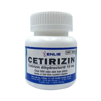 [T06959] Cetirizin 10mg Enlie Bình Dương (Lọ/500v)