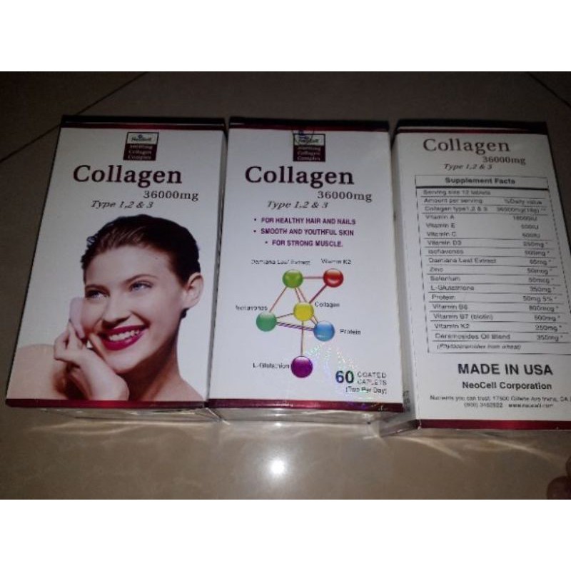 [T07277] Collagen 3600mg type 123 Mỹ (Lọ/60v)