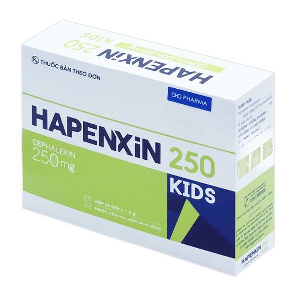 [T07634] Hapenxin 250 kids cephalexin 250mg DHG Hậu Giang (H/24gói/1.4g) DATE 12/2027
