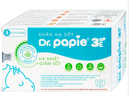 [T08800] Dr Papie 3+ khăn lau hạ sốt chứa tinh dầu bạc hà (H/5túi/5khăn) xanh dương