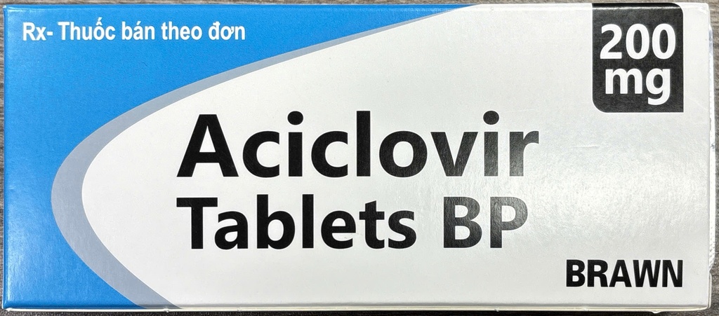 [T09514] Aciclovir 200mg Tablets BP BRAWN (H/50v) Date 05/2027 (acyclovir)