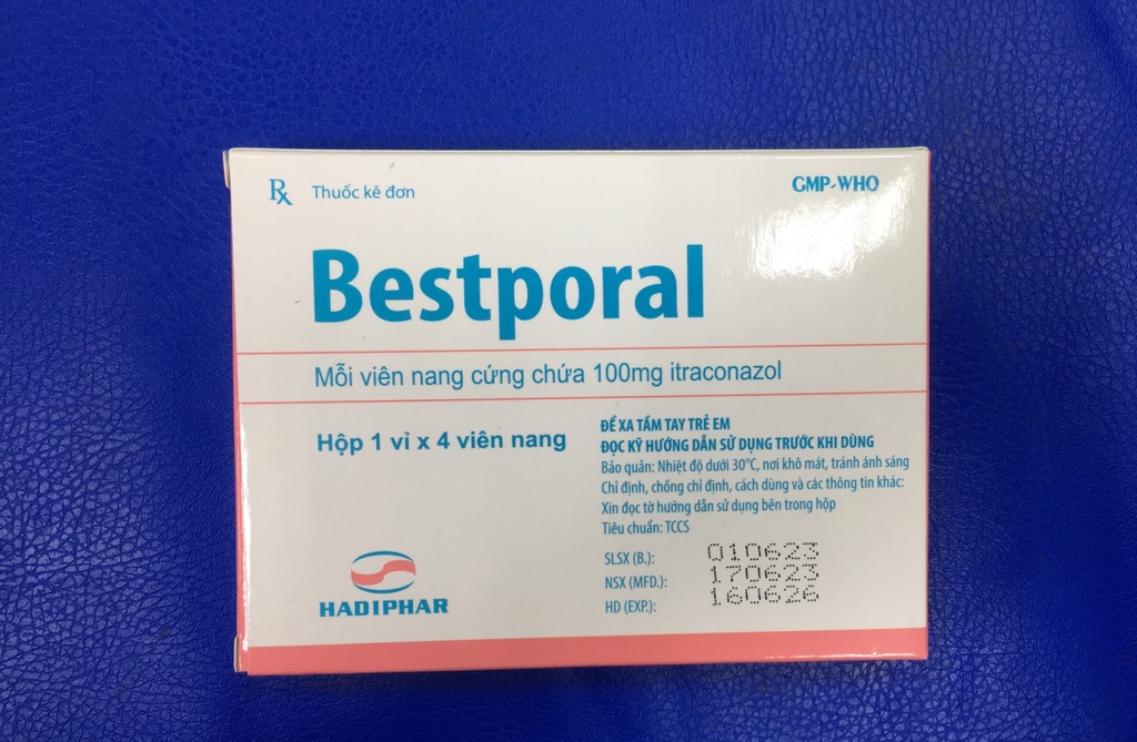 [T09527] Bestporal Itraconazol 100mg Hadiphar (H/4 viên) Date 10/2026