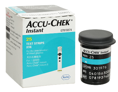 [T09728] Accu chek Instant que thử đường huyết Roche (H/25que) Date 11/2026