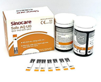 [T09730] Sinocare Safe AQ UG que thử Axit Uric (H/50que) Date 03/2026