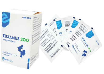 [T10733] Euxamus Acetylcystein 200mg Euvipharm (H/20gói/1.5g) ( Exomuc nội )