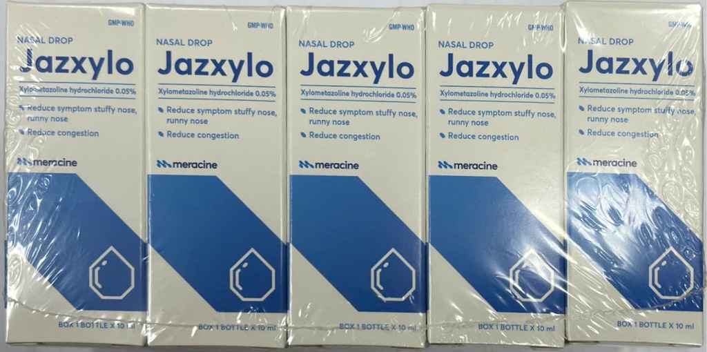 [T11431] Jazxylo Xylometazoline 0.05% nhỏ mũi meracine (Cọc/10lọ/10ml)