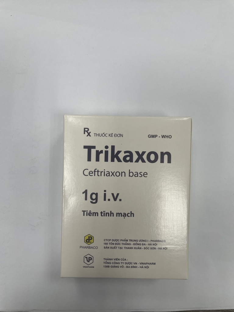 [T11473] Trikaxon Ceftriaxon 1g tiêm TW1 Pharbaco (H/1lọ/1o) ( Hộp bé )