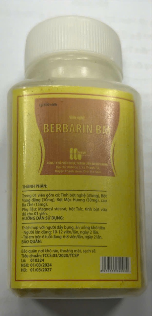[T13469] Berbarin BM Medipharm Hà Nam (Lọ/500v)