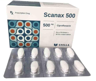 [T13489] Scanax Ciprofloxacin 500mg Stella (H/50v) Hộp bé vỉ thường