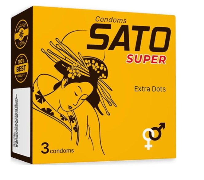 [T13962] Bao cao su Sato Super Extra (H/3c) Vàng