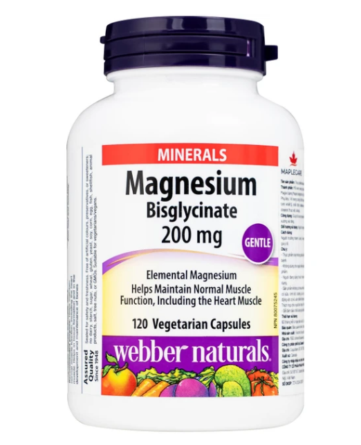 [T15171] Magnesium Bisglycinate Webber Naturals (Lọ/120 viên)