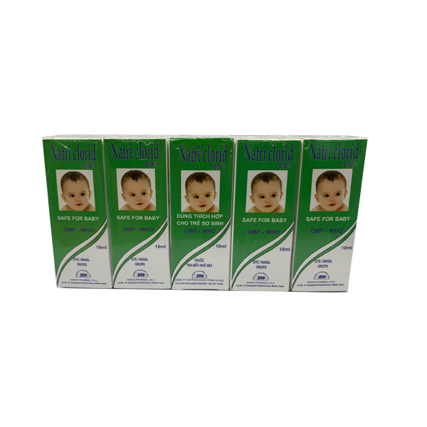 [T01099] Natri Clorid 0.9% nhỏ mắt Hà Nội (Cọc/10lọ/10ml) Date 07/2027