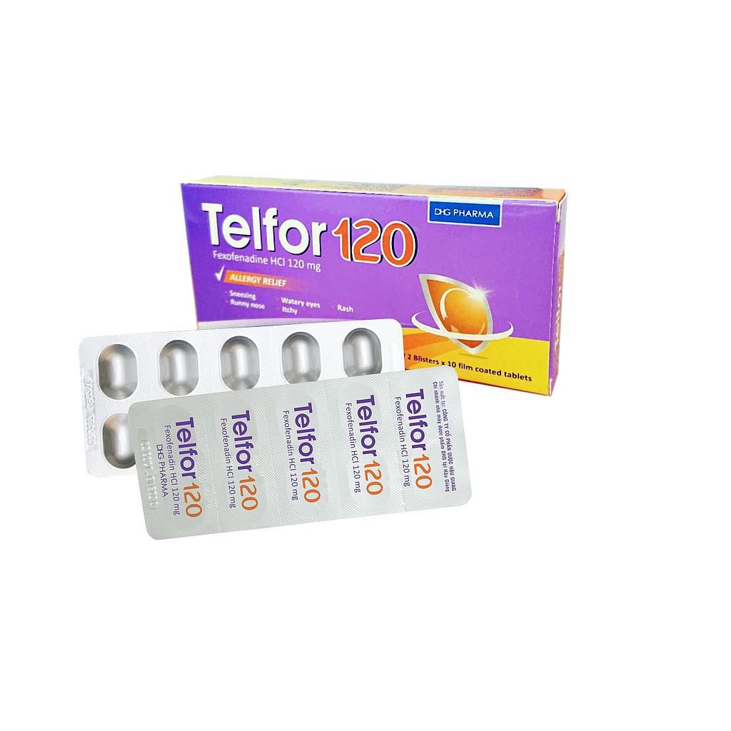 [T01675] Telfor Fexofenadin 120mg DHG Hậu Giang (H/20v) Date 11/2026