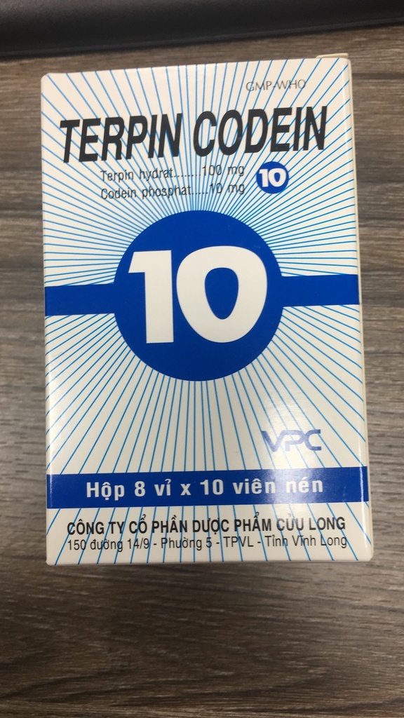 [T02442] Terpin Codein 10 Cửu Long (H/80v) 