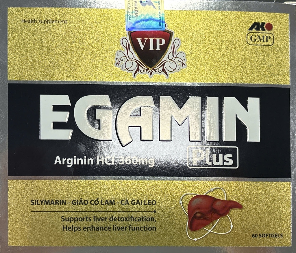 [T02694] Egamin Plus Arginin 360mg Bổ Gan Giải Độc Akopha (H/60v)