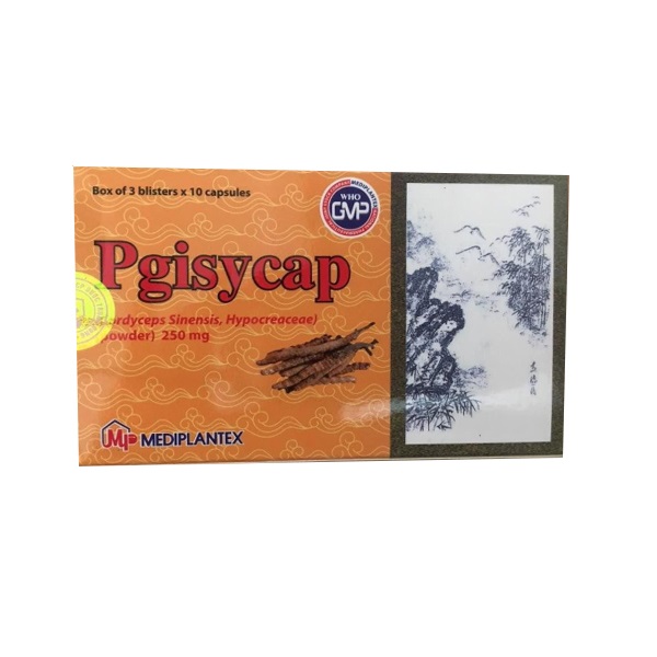 [T02724] Pgisycap Đông trùng hạ thảo 250mg Mediplantex (H/30v) Date 04/2026