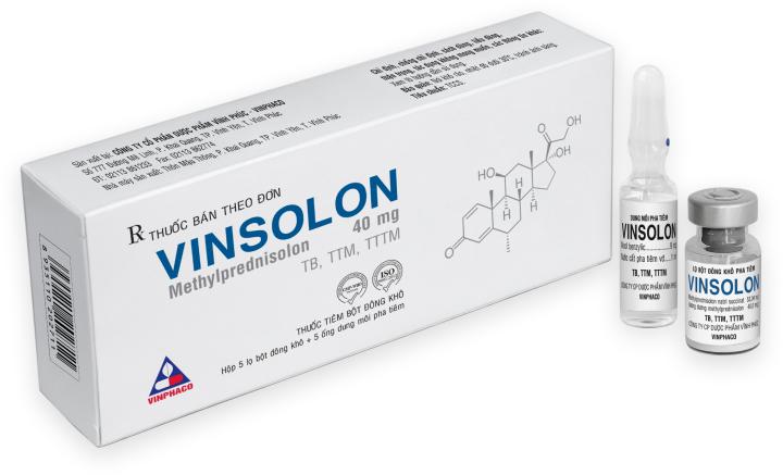 [T03683] Vinsolon Methylprednisolon 40mg Tiêm Vĩnh Phúc (H/10lọ) Date 03/2027