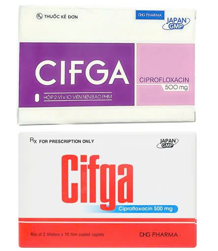 [T04768] Cifga Ciprofloxacin 500mg DHG Hậu Giang (H/20v)
