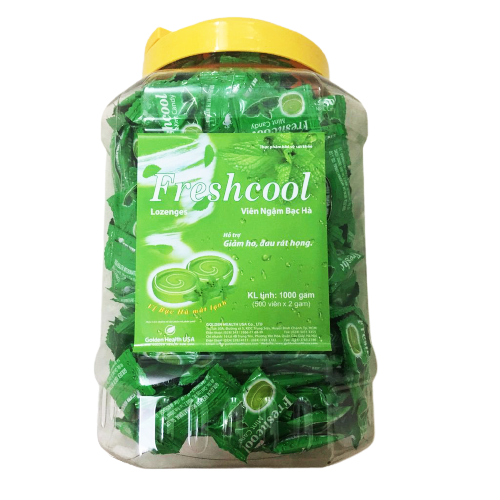 [T04835] Freshcool kẹo ngậm bạc hà Golden health USA (Lọ/500v) 