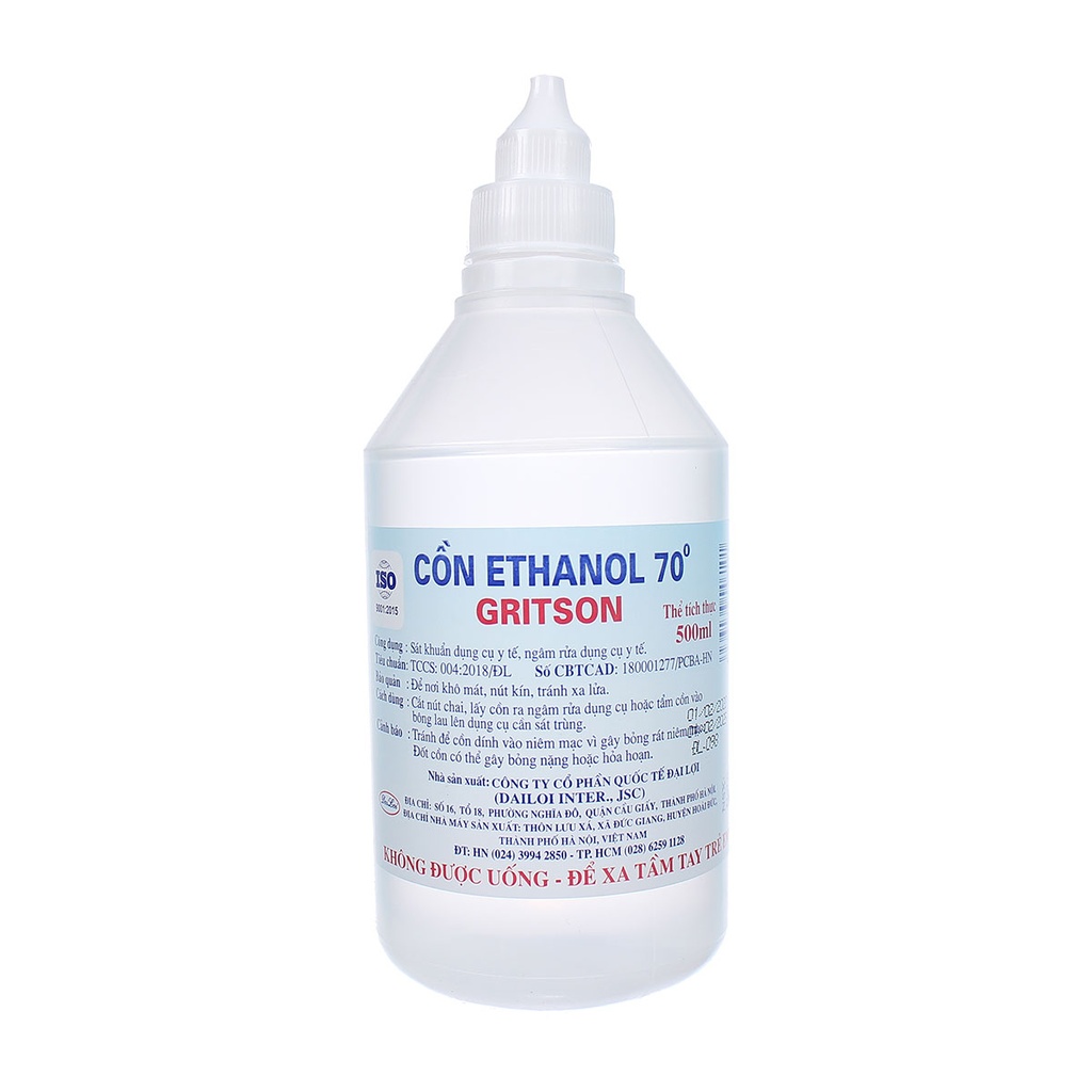 [T05212] Cồn 70 Độ Gritson Đại Lợi (Chai/500ml)