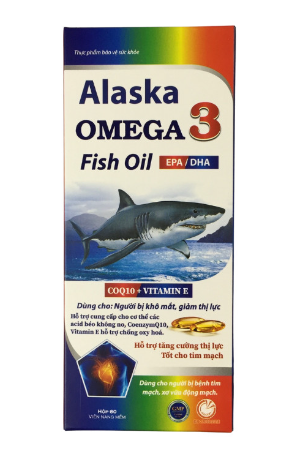 [T05872] Alaska Omega 3 CoQ10 + Vitamin E Akopha (Lọ/60v)( xanh )